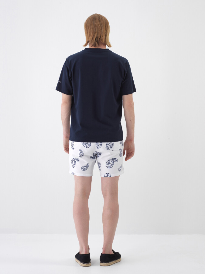 Navy Blue Regular Fit Cotton T-Shirt - 5