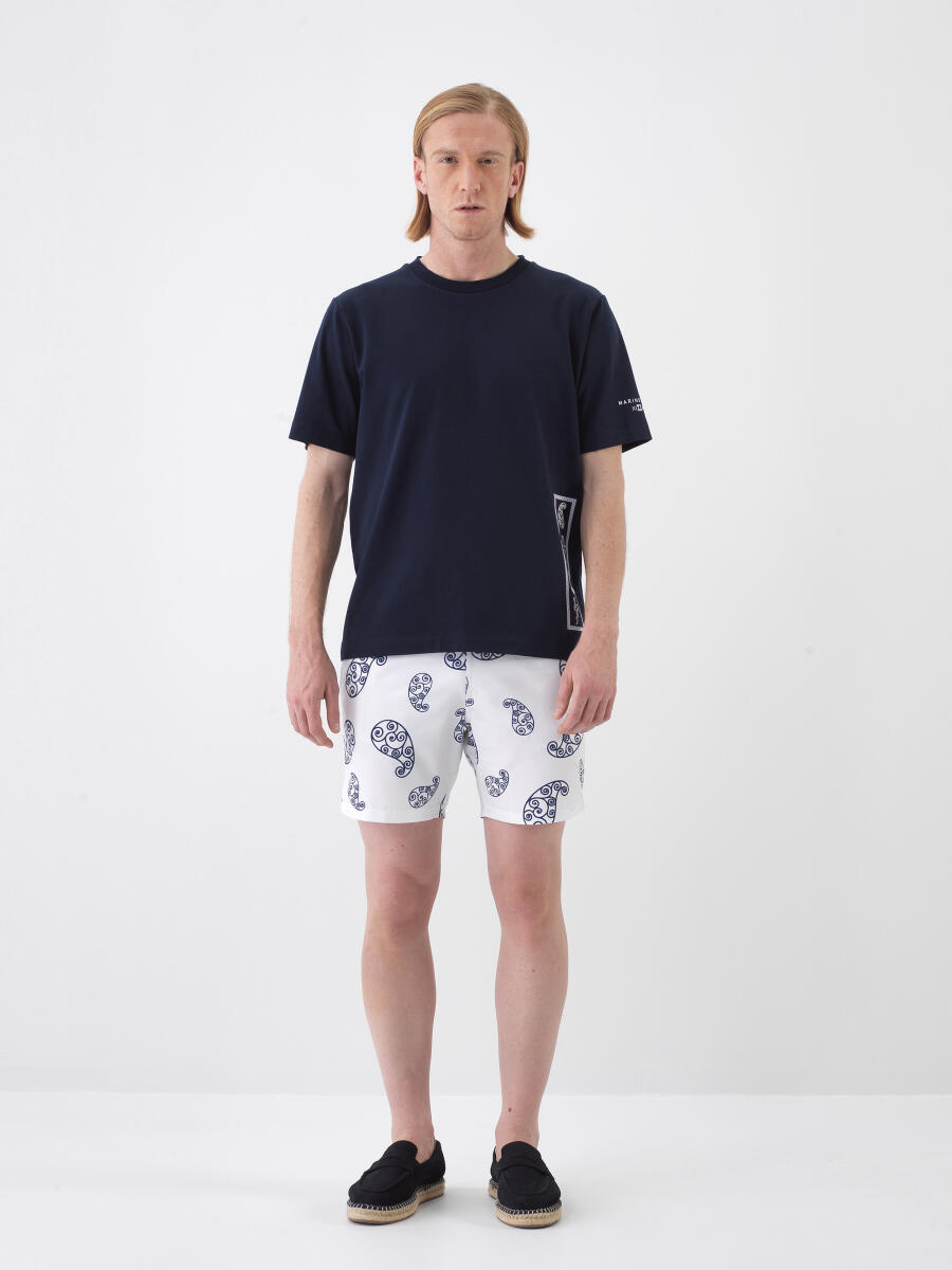 Navy Blue Regular Fit Cotton T-Shirt - 2