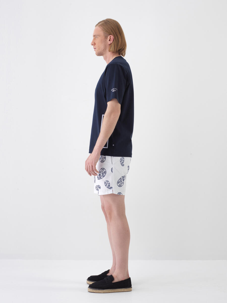 Navy Blue Regular Fit Cotton T-Shirt - 3