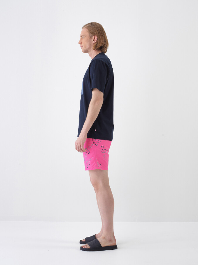 Navy Blue Regular Fit Cotton T-Shirt - 3