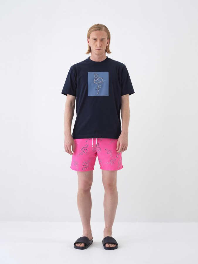 Navy Blue Regular Fit Cotton T-Shirt - 2