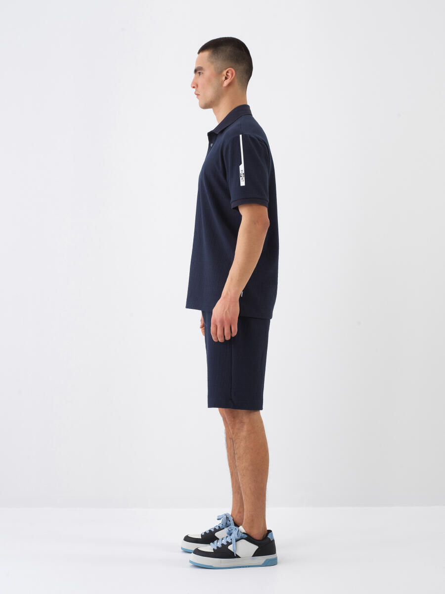 Navy Blue Regular Fit Cotton T-Shirt - 3