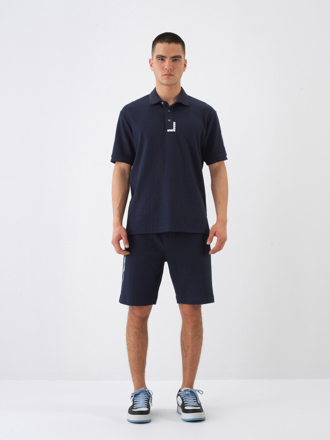 Navy Blue Regular Fit Cotton T-Shirt - 2