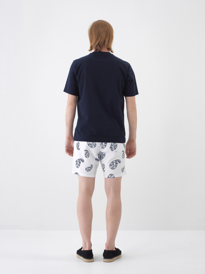 Navy Blue Regular Fit Cotton T-Shirt - 5