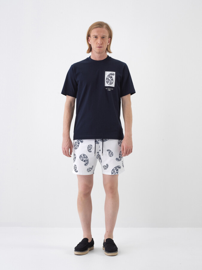 Navy Blue Regular Fit Cotton T-Shirt - 2