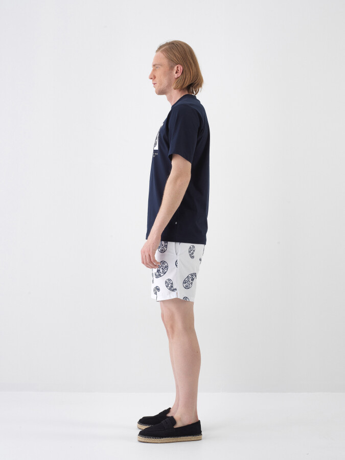 Navy Blue Regular Fit Cotton T-Shirt - 3