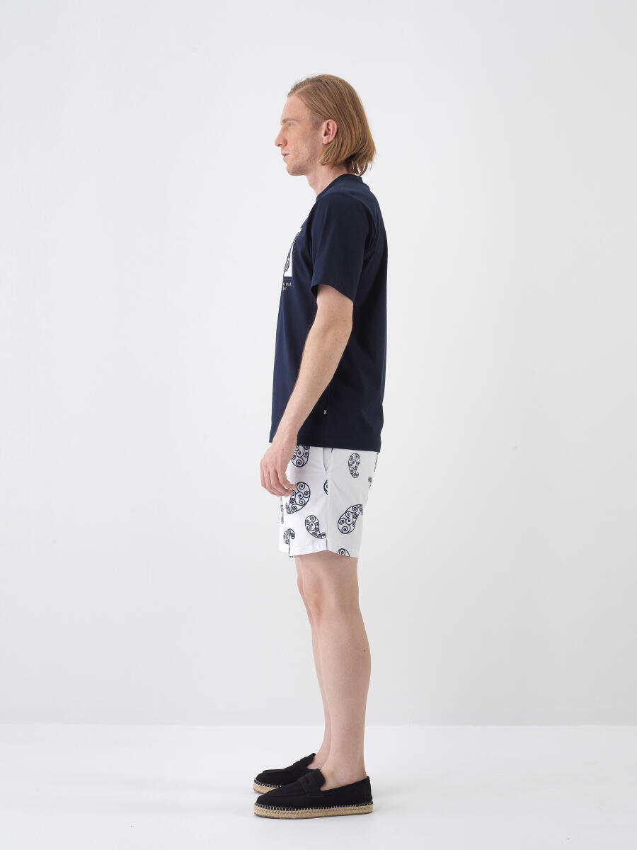 Navy Blue Regular Fit Cotton T-Shirt - 3