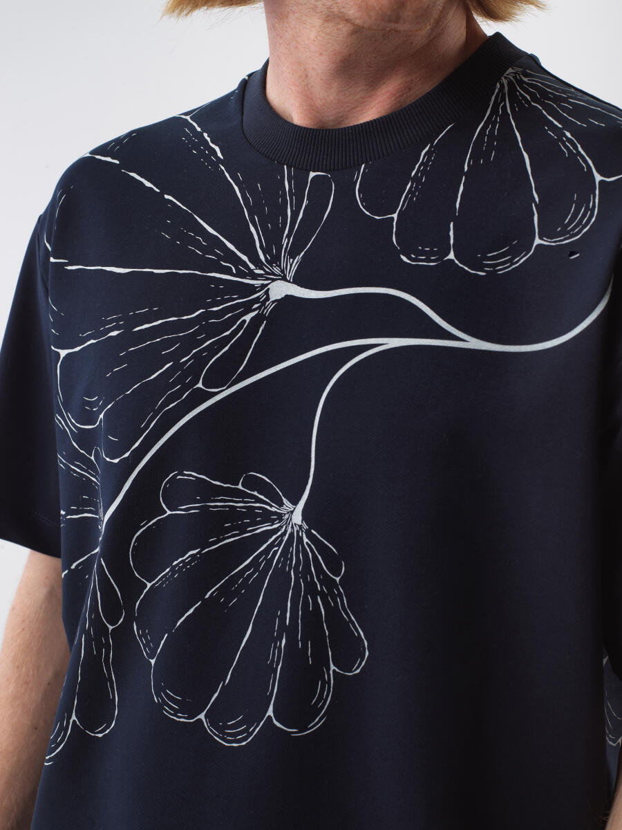 Navy Blue Regular Fit Cotton T-Shirt - 1