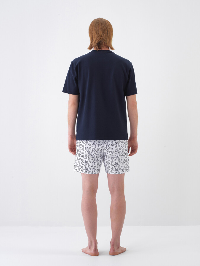 Navy Blue Regular Fit Cotton T-Shirt - 5