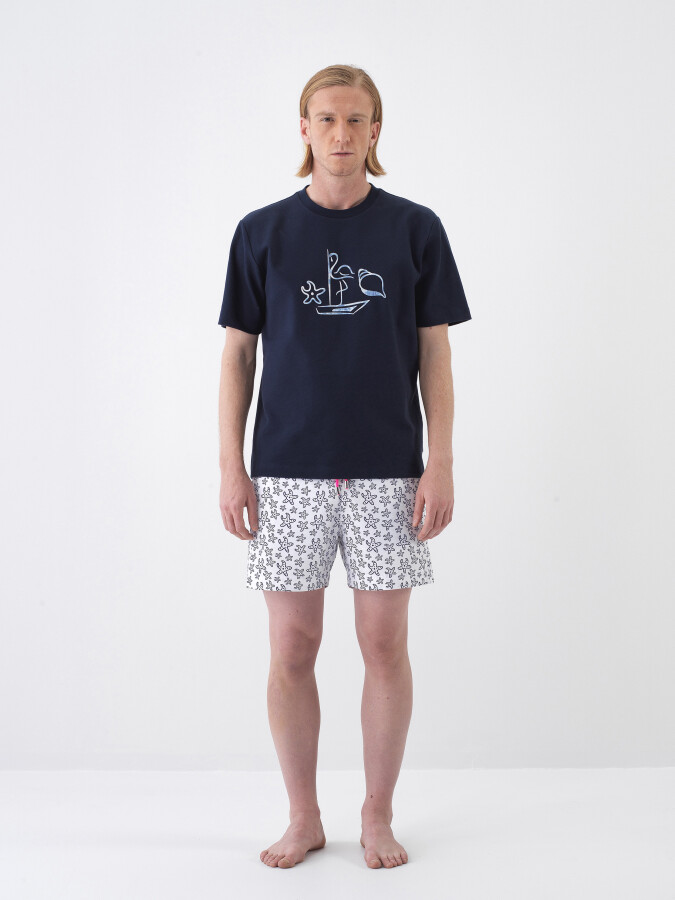 Navy Blue Regular Fit Cotton T-Shirt (1)