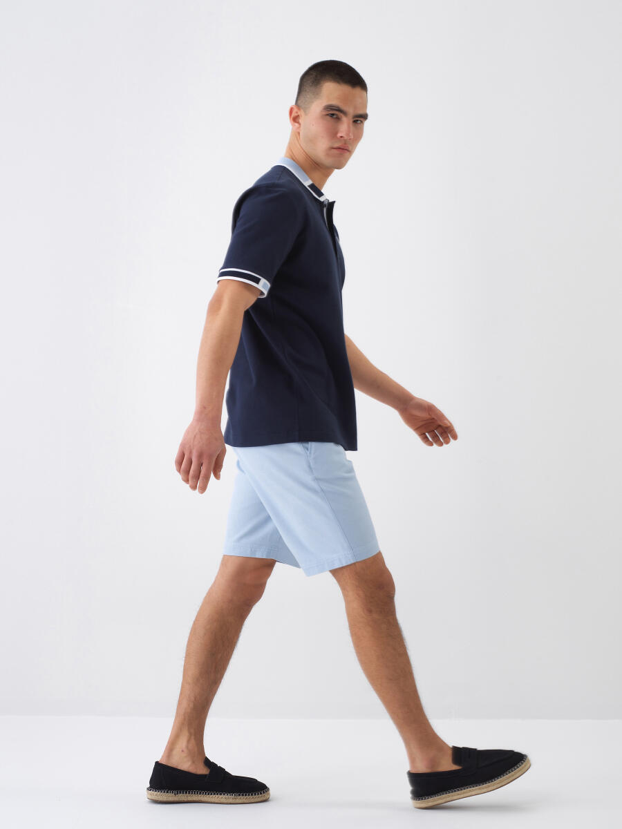 Navy Blue Regular Fit Cotton T-Shirt - 3