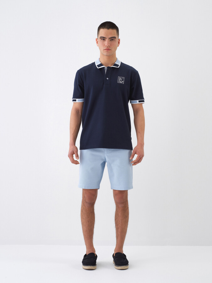 Navy Blue Regular Fit Cotton T-Shirt - 2