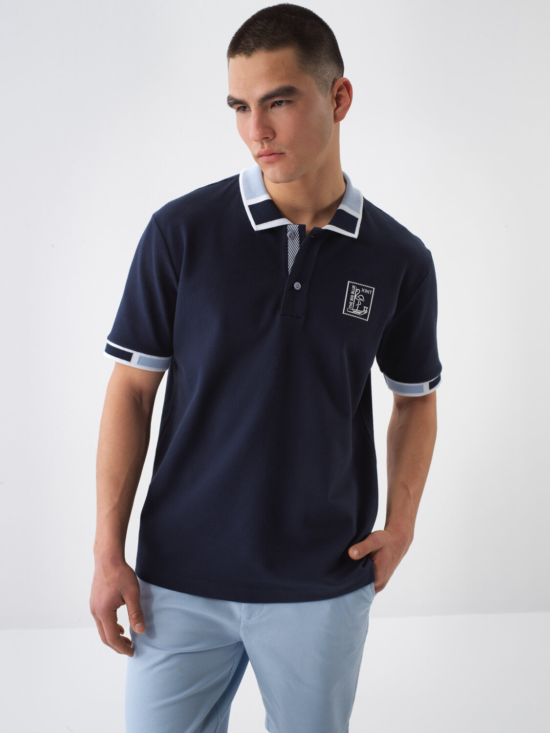 Navy Blue Regular Fit Cotton T-Shirt 