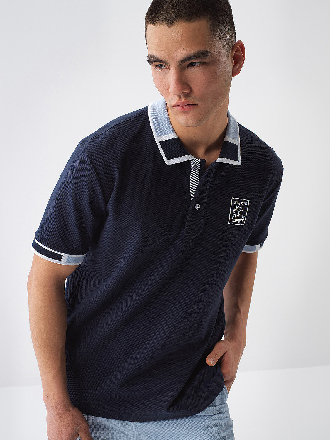 Navy Blue Regular Fit Cotton T-Shirt