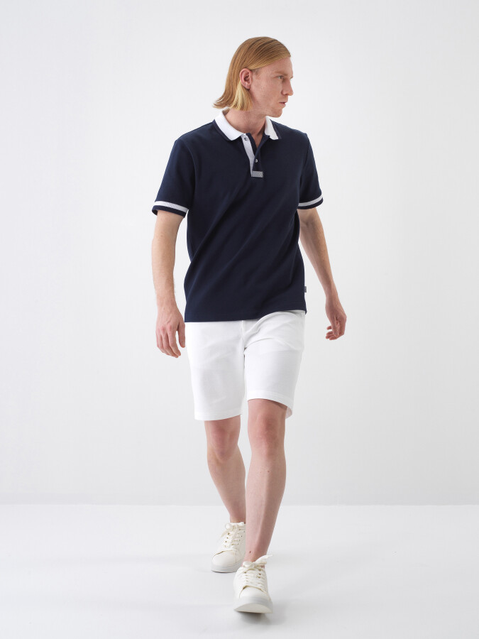 Navy Blue Regular Fit Cotton T-Shirt - 2