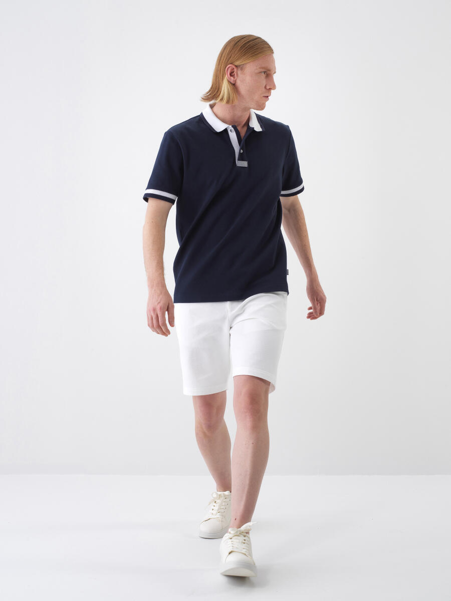 Navy Blue Regular Fit Cotton T-Shirt - 2