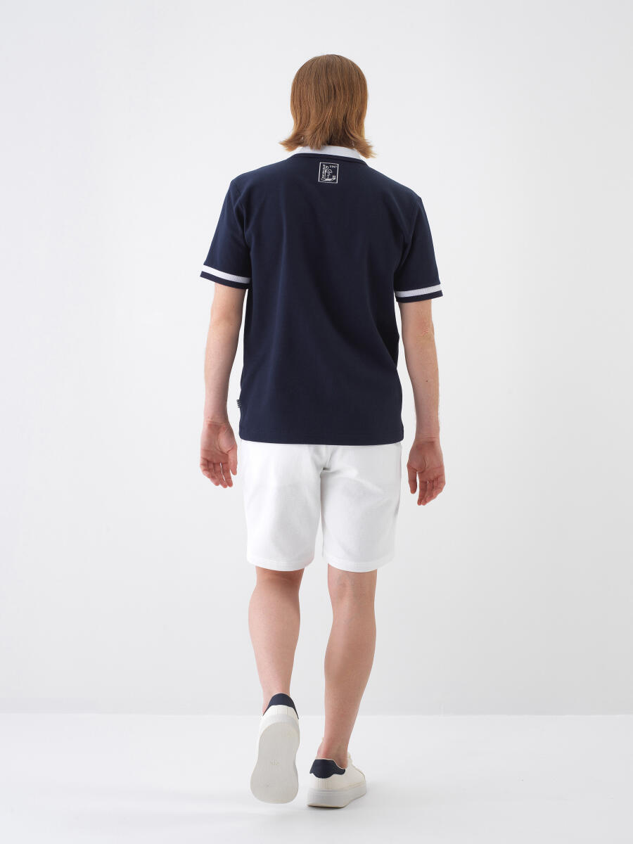 Navy Blue Regular Fit Cotton T-Shirt - 6