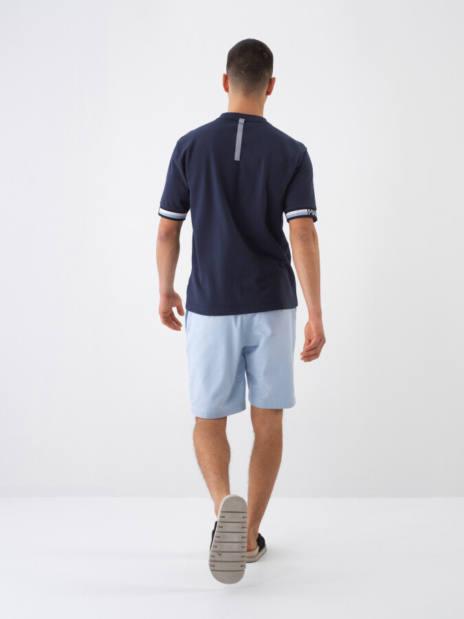 Navy Blue Regular Fit Cotton T-Shirt - 5