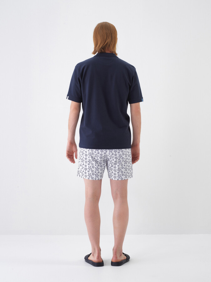 Navy Blue Regular Fit Cotton T-Shirt - 5