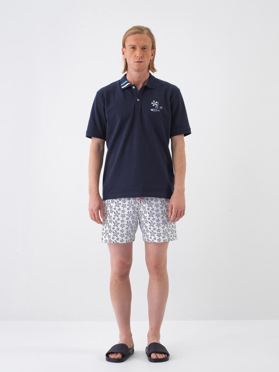 Navy Blue Regular Fit Cotton T-Shirt - 2