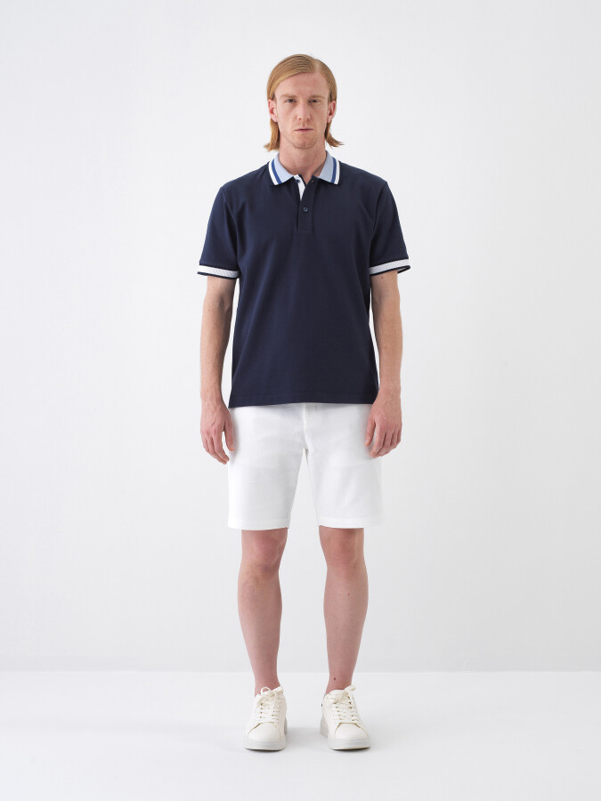 Navy Blue Regular Fit Cotton T-Shirt - 2