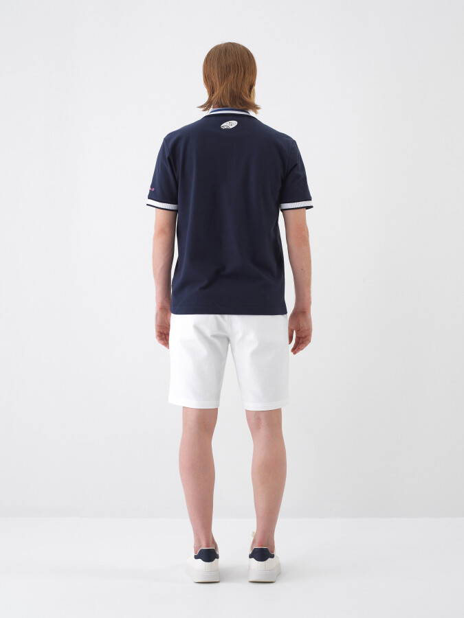 Navy Blue Regular Fit Cotton T-Shirt - 6