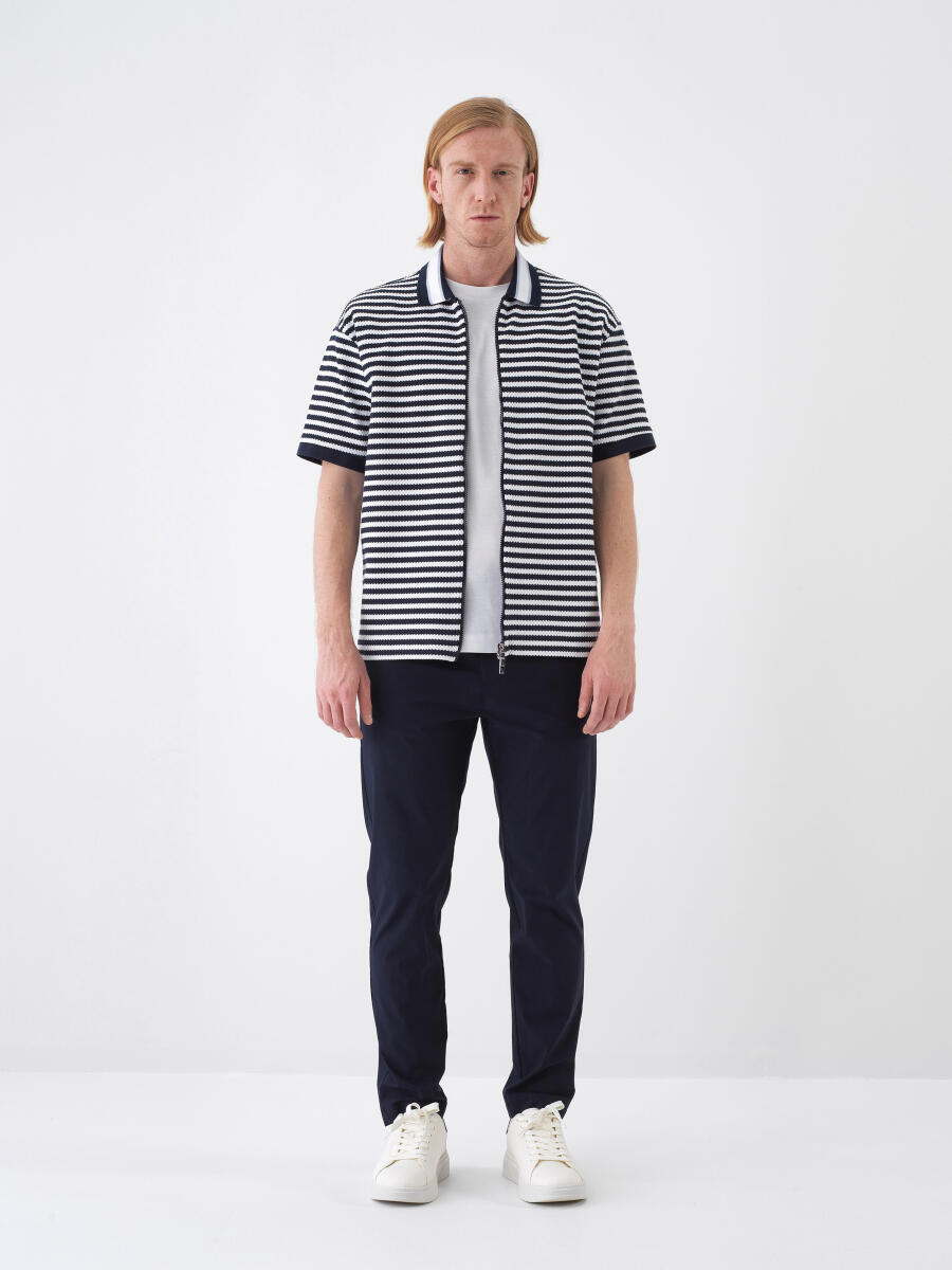 Navy Blue Regular Fit Cotton T-Shirt - 2