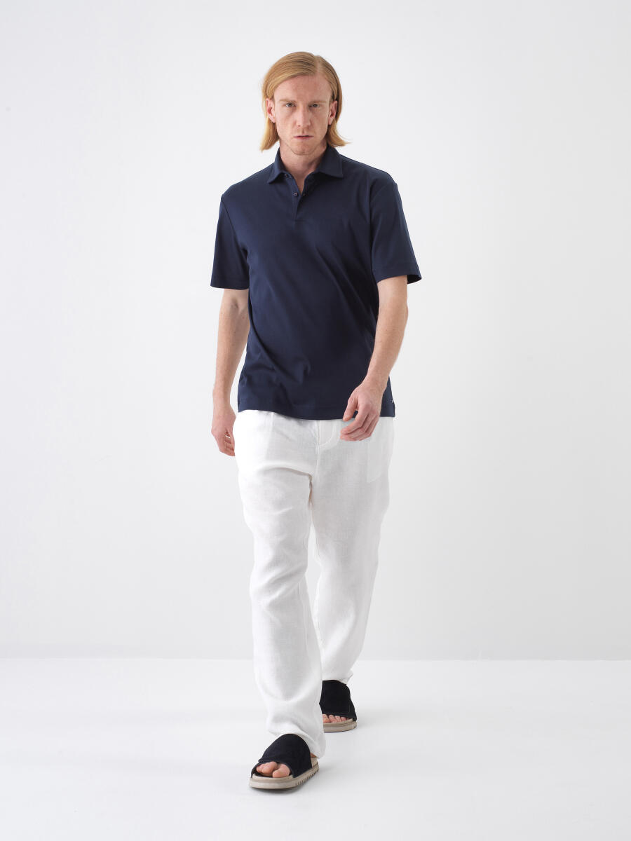 Navy Blue Regular Fit Cotton T-Shirt - 2