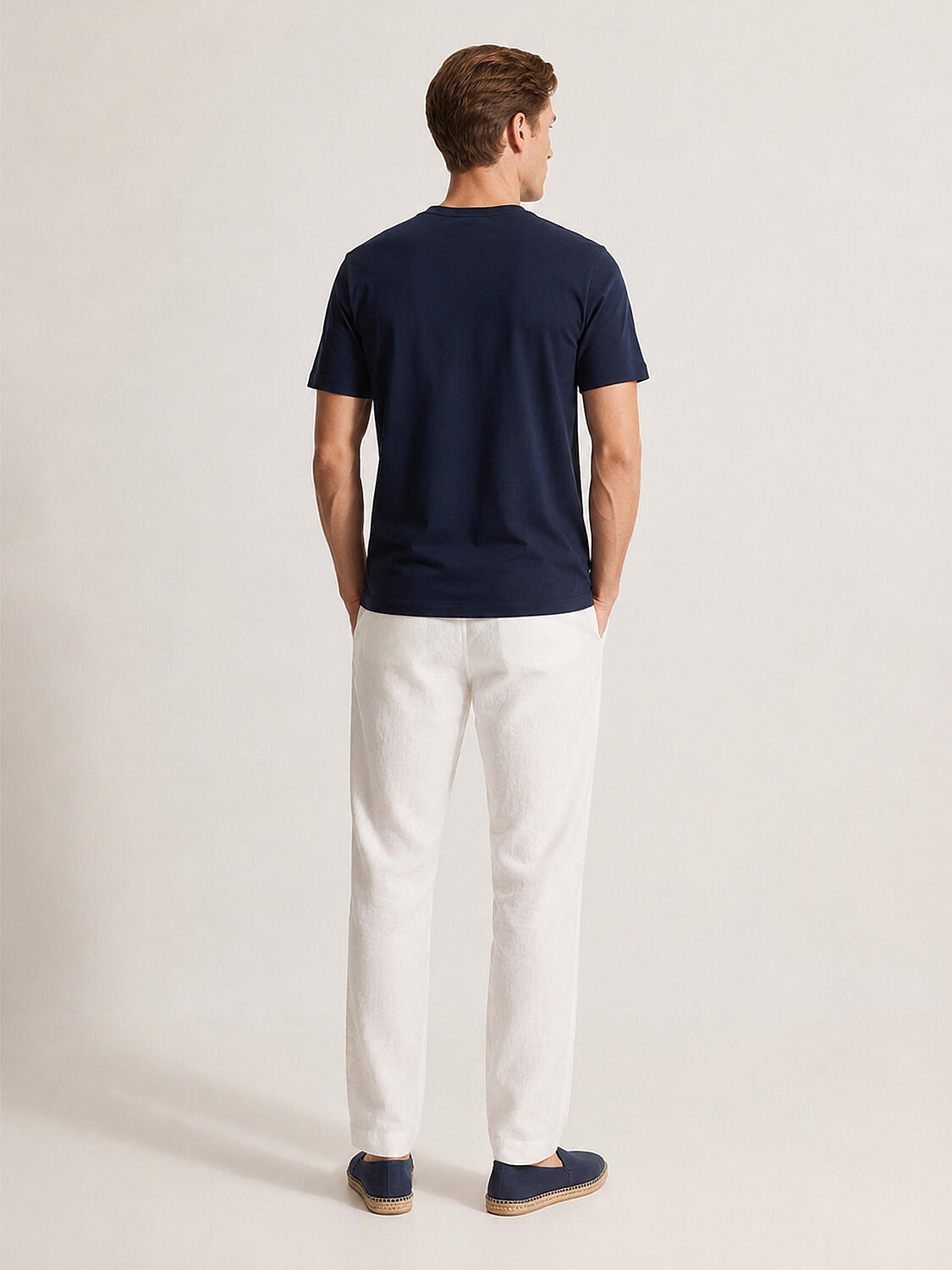 Navy Blue Slim Fit Cotton T-Shirt - 4