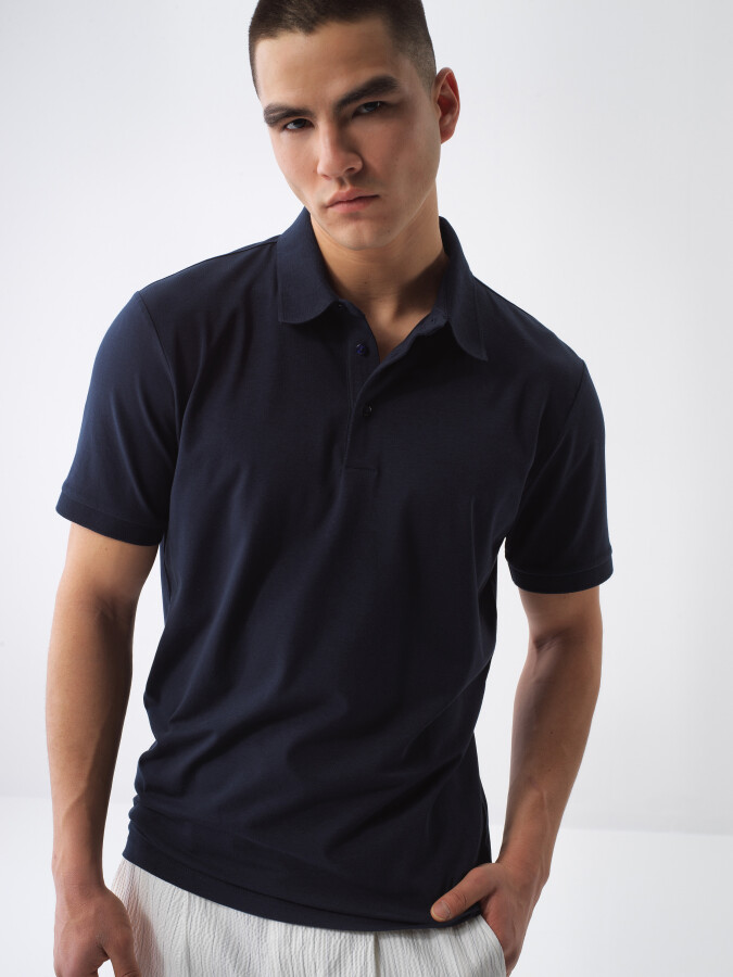 Navy Blue Slim Fit Cotton T-Shirt 