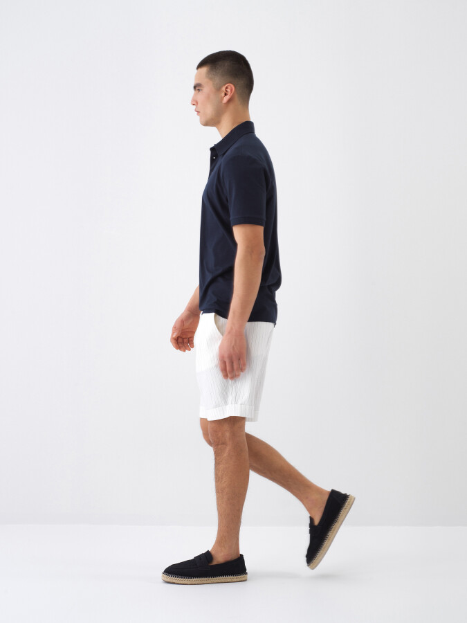 Navy Blue Slim Fit Cotton T-Shirt - 3