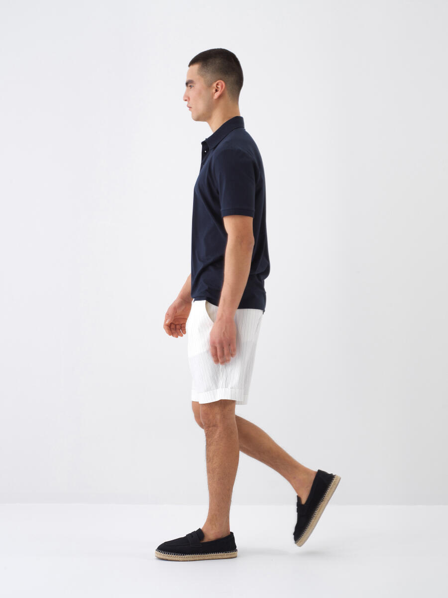 Navy Blue Slim Fit Cotton T-Shirt - 3