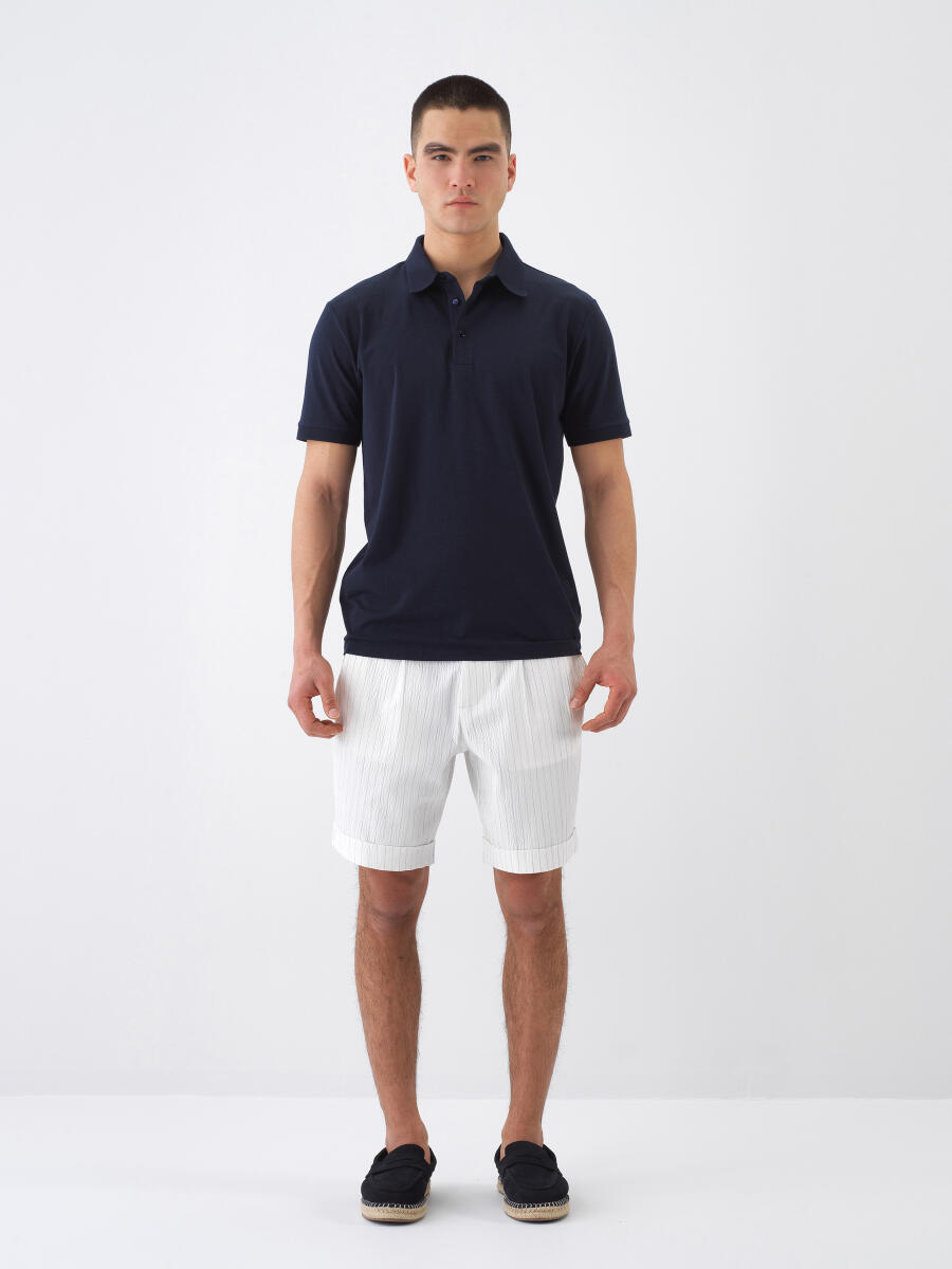 Navy Blue Slim Fit Cotton T-Shirt - 2