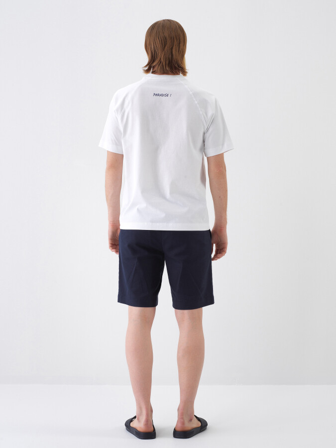 White Regular Fit Cotton T-Shirt - 5