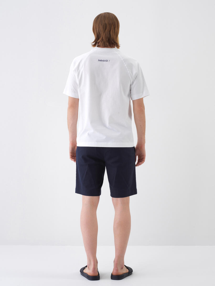White Regular Fit Cotton T-Shirt - 5