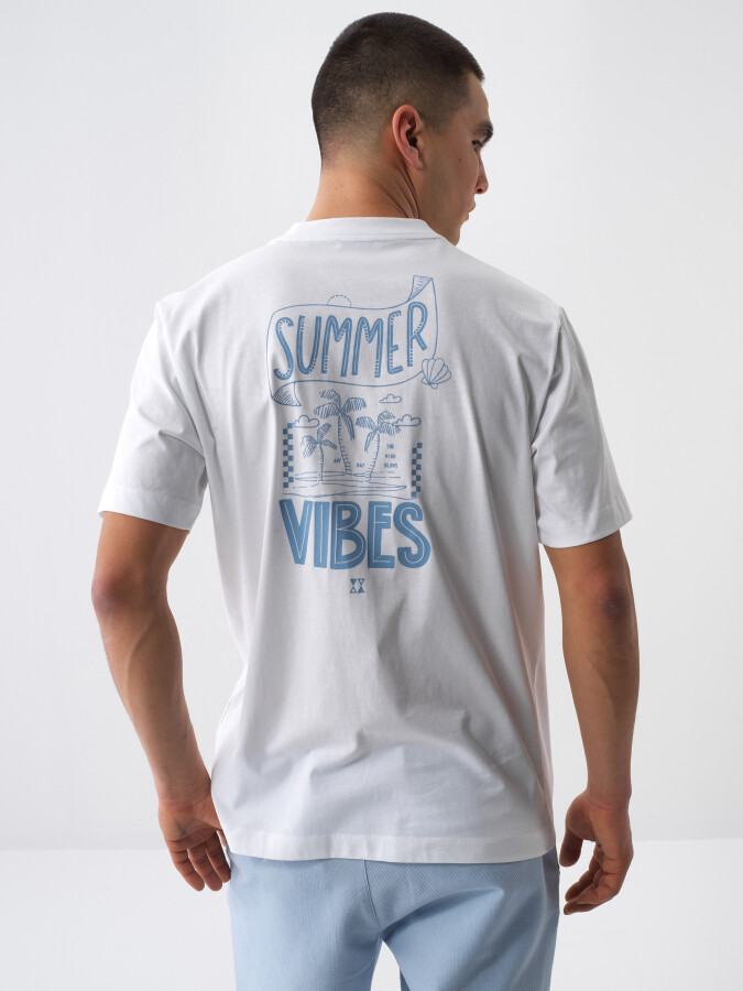 White Regular Fit Cotton T-Shirt - 5