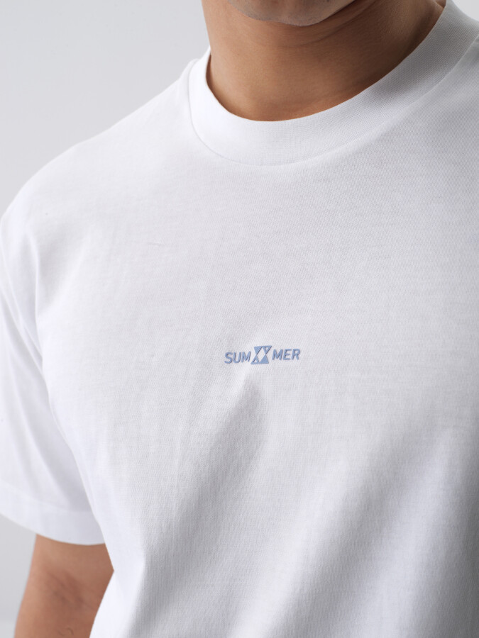 White Regular Fit Cotton T-Shirt - 3