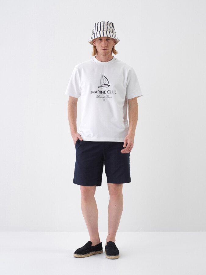 White Regular Fit Cotton T-Shirt - 2