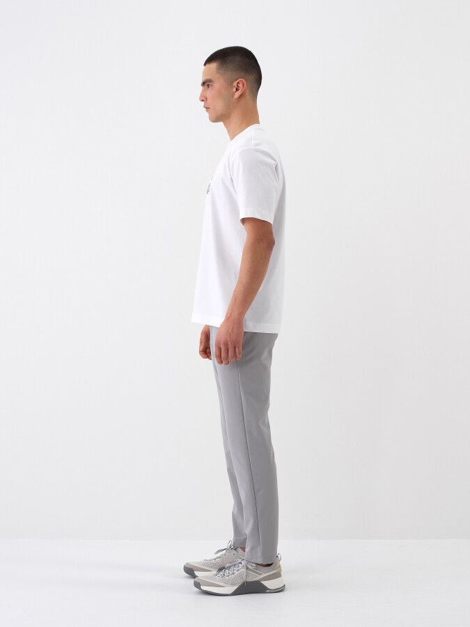 White Regular Fit Cotton T-Shirt - 3