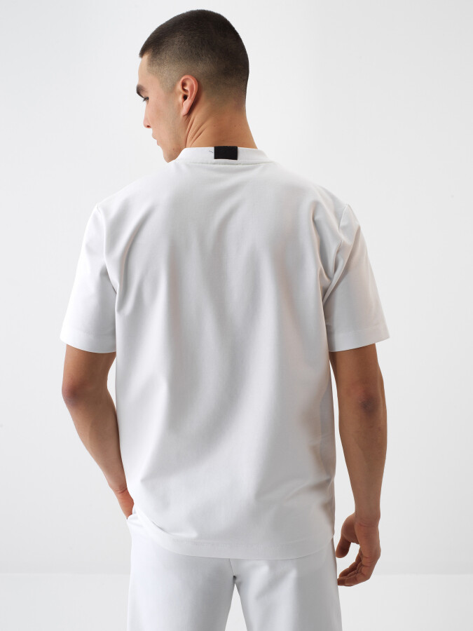 White Regular Fit Cotton T-Shirt - 4