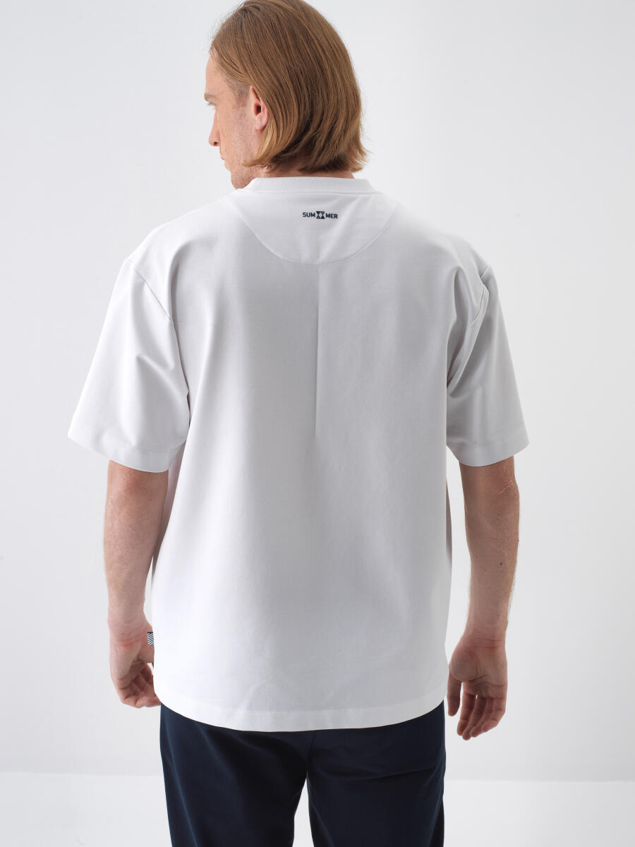 White Regular Fit Cotton T-Shirt - 4