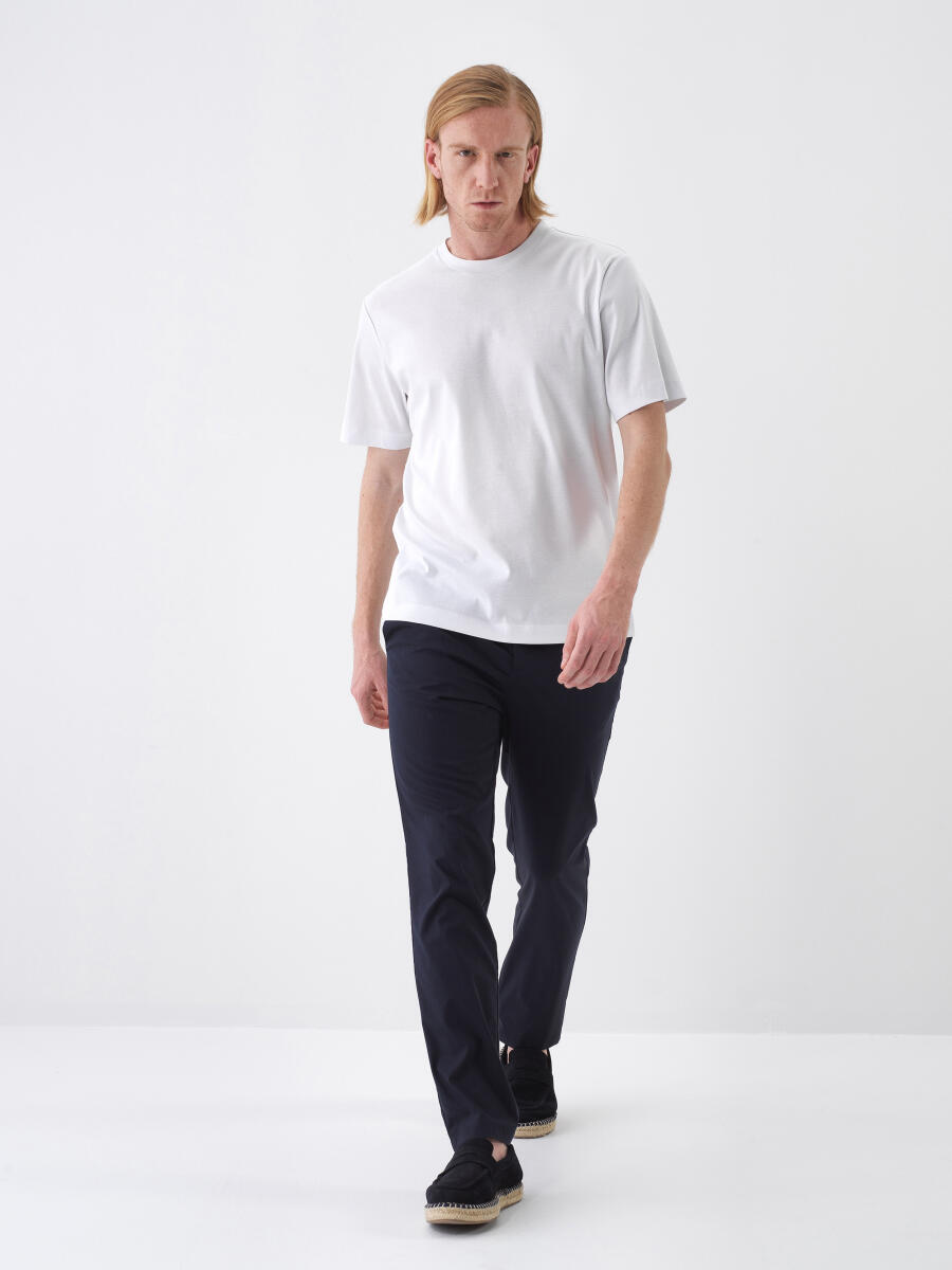 White Regular Fit Cotton T-Shirt - 2