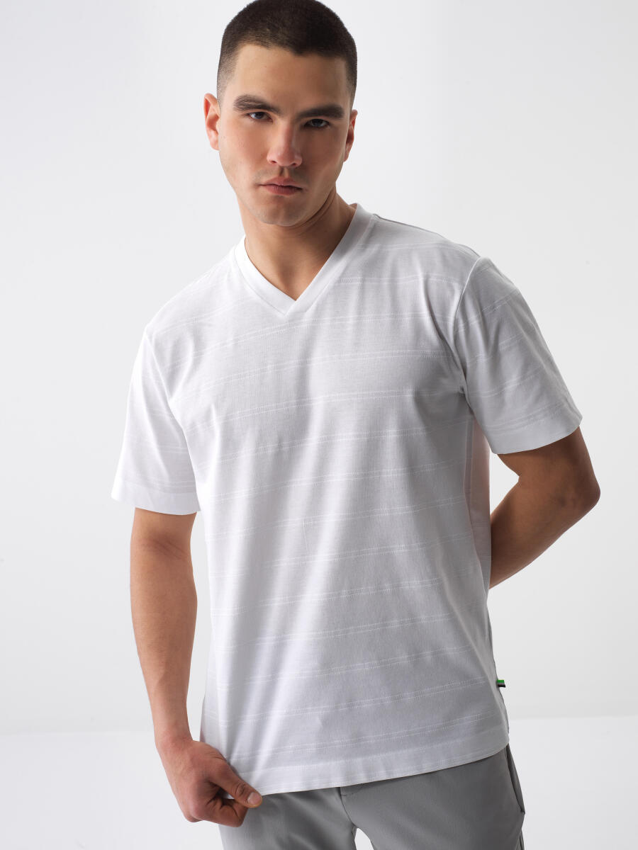 White Regular Fit Cotton T-Shirt - 1