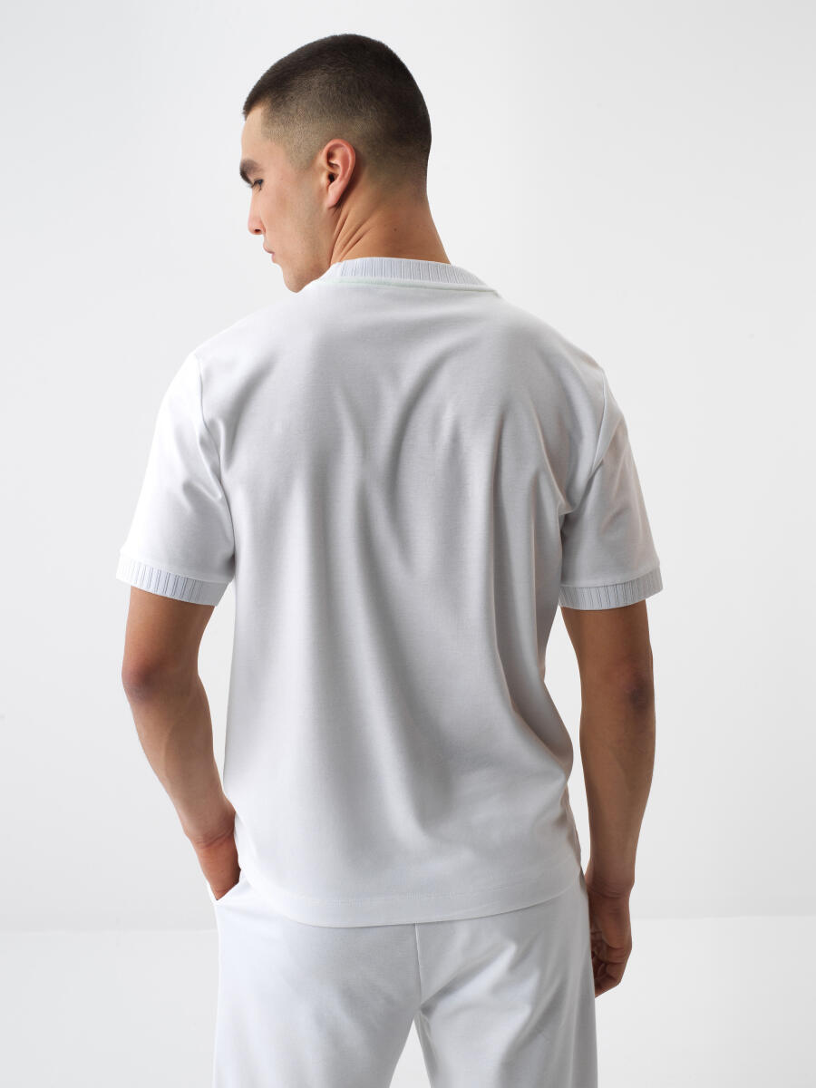 White Regular Fit Cotton T-Shirt - 5