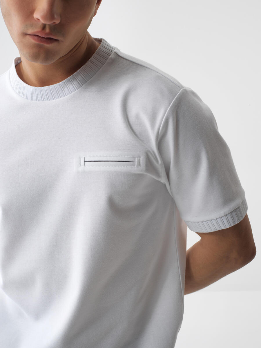 White Regular Fit Cotton T-Shirt - 3