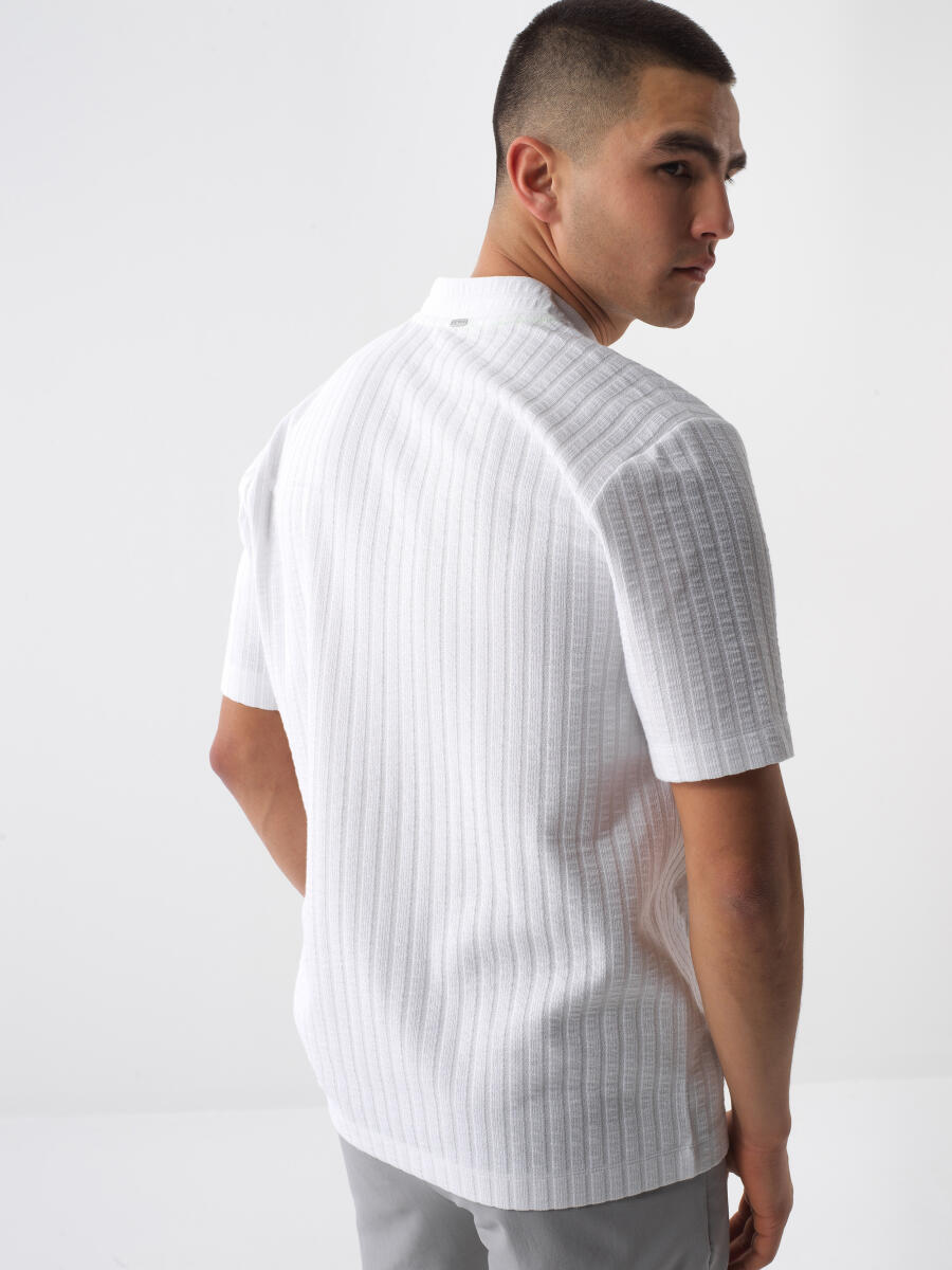 White Regular Fit Cotton T-Shirt - 4