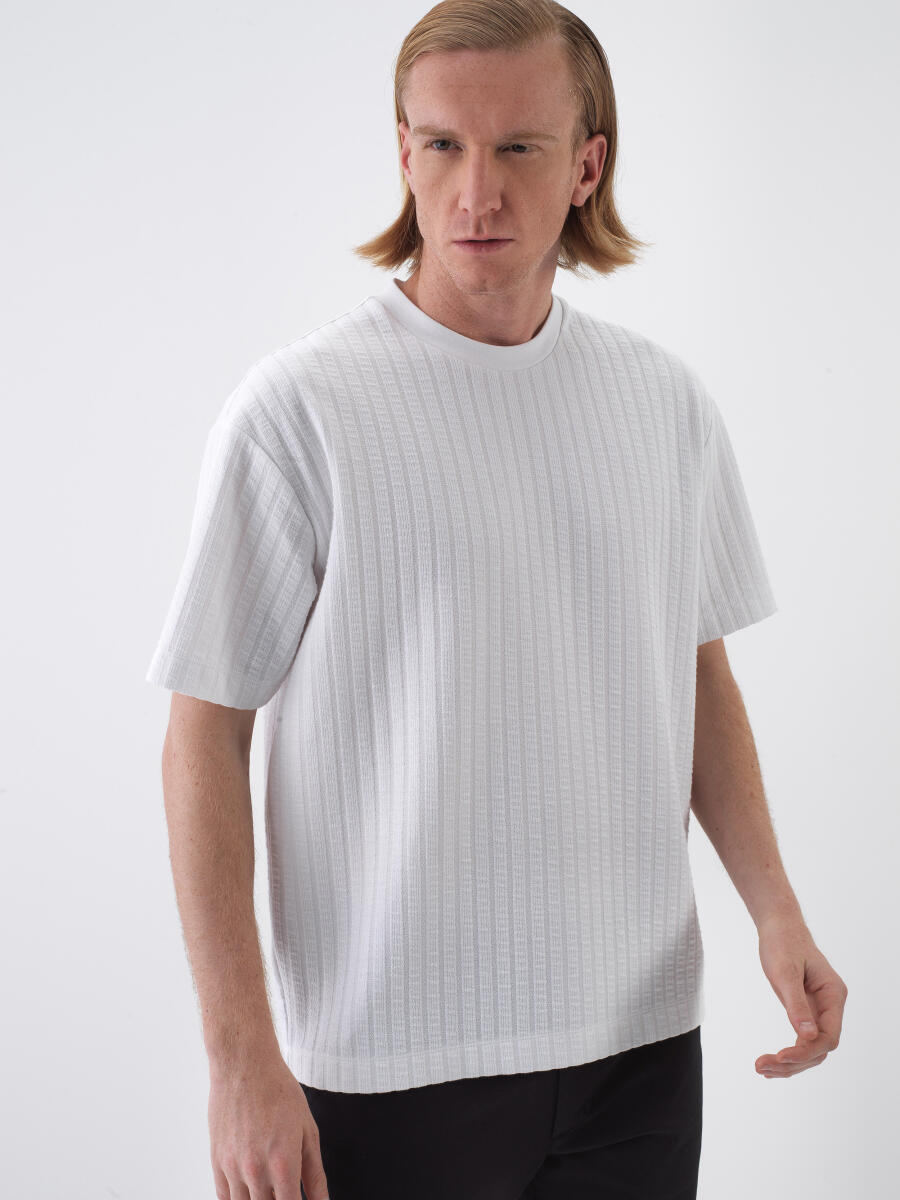 White Regular Fit Cotton T-Shirt - 1