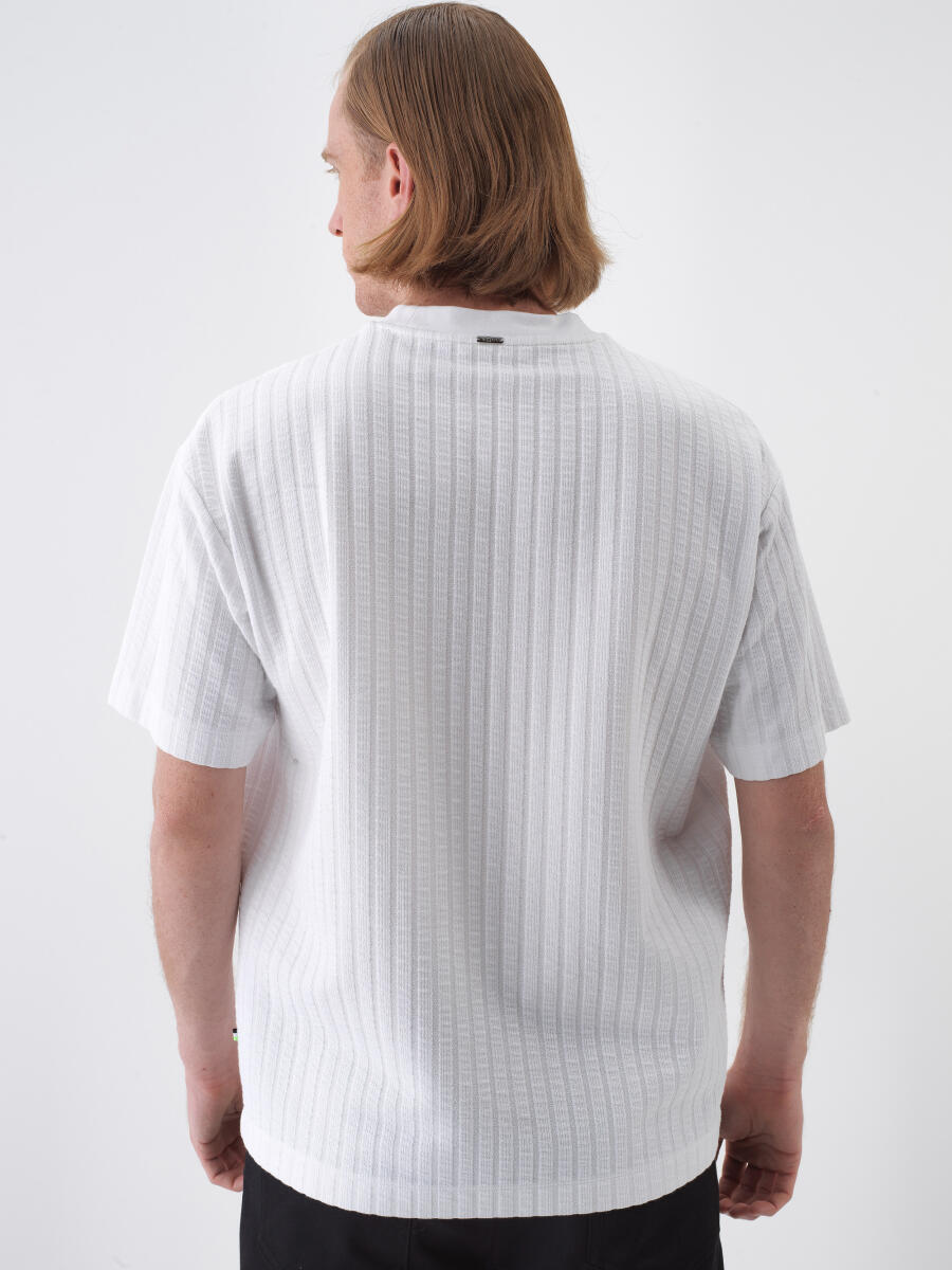 White Regular Fit Cotton T-Shirt - 4