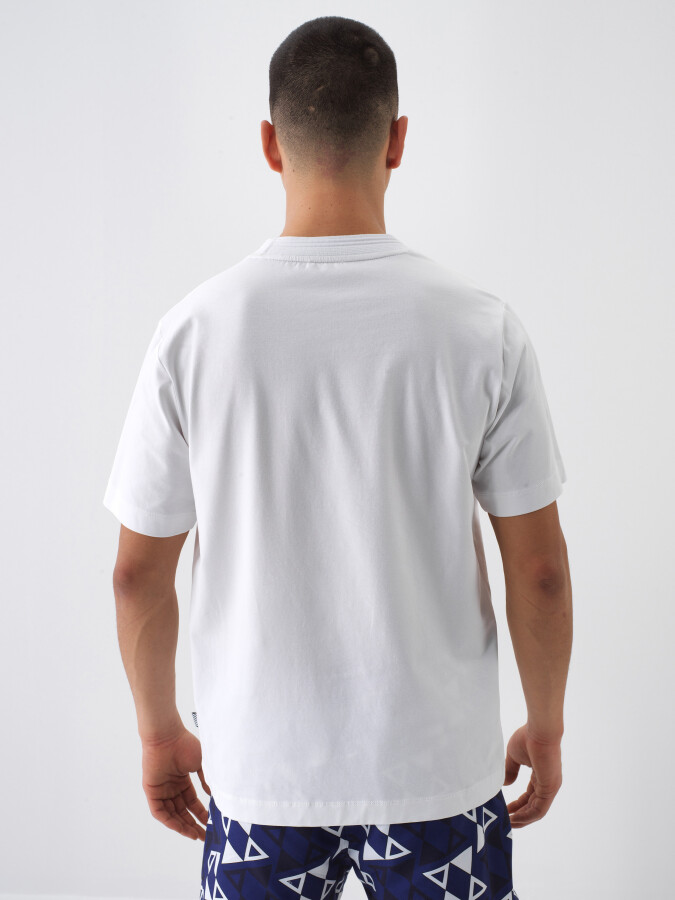 White Regular Fit Cotton T-Shirt - 4