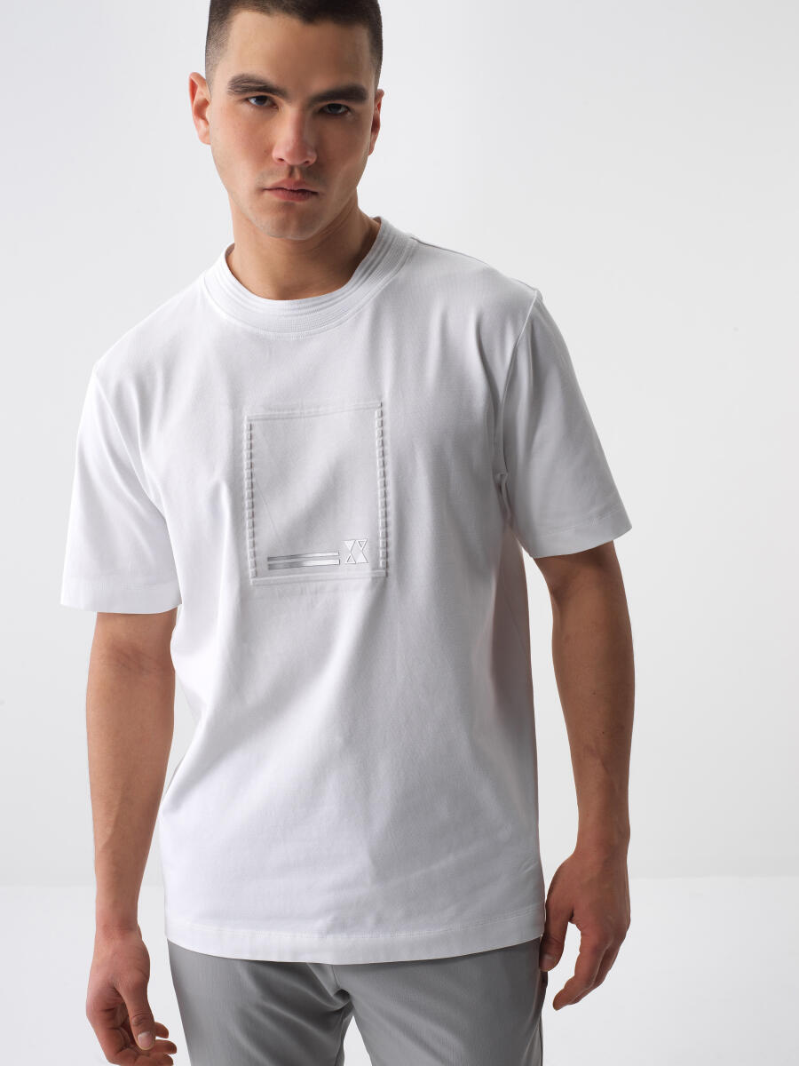 White Regular Fit Cotton T-Shirt - 1